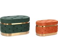 Tabouret DKD Home Decor vert orange or bois MDF 80 x 47 x 43 cm (2 pièces)