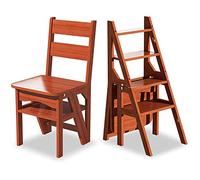 Tabouret échelle à 4 marches | Escabeau en Bois | Chaise échelle Pliante | Escabeau de sécurité Multifonctionnel, Maison(Brown)