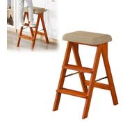 Tabouret échelle en Bois Massif, Tabouret Pliant for la Maison, échelle, échelle Haute de Cuisine, échelle d'escalade à Trois marches, Barre multifonctionnelle à Double Usage