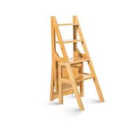 Tabouret échelle pliable en bois 4 marches multifonction pour la maison et la cuisine Marchepied portable double usage pour un accès facile et pratique