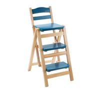 Tabouret échelle Pliable en Bois à 3 marches - Tabouret et Chaise Pliables Multifonctions 2 en 1 pour Cuisine, Bar, Salle de Bain - Design Compact et sûr pour la Maison, l'entrepôt et Bureau