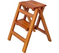 Tabouret Échelle Pliable en Bois Compact 2 Marches Antidérapant Chaise de Sécurité Multifonctionnelle pour Usage Domestique