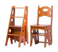 Tabouret-échelle Pliant en Bois 3 en 1, escabeau et marchepied multifonctionnels pour la Maison et l'extérieur, Design Gain de Place, Tabouret Double Usage