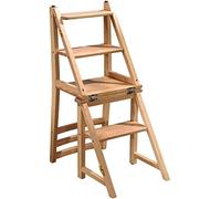 Tabouret-Échelle Pliant En Bois Massif Avec Étagère À Fleurs, Escabeau Multifonction Pour La Maison, La Salle À Manger, Les Escaliers Et Comme Marchepied. Hauteur : 90 Cm, Charge Maximale : 150 Kg.