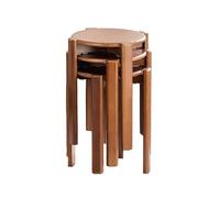 Tabouret Empilable en Bois Massif,Tabourets Empilables Portables,Tabouret sans Dossier,Sièges for La Maison,Le Jardin,La Salle De Travail,Le Salon Et Le Balcon(3 Piece：33x33x56cm)