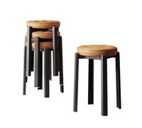 Tabouret Empilable en Plastique,Ensemble De 4 Tabourets Empilables Ronds Portables, Tabouret sans Dossier,Sièges for La Maison,Le Jardin,La Salle De Travail(Color-1)