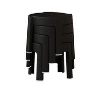 Tabouret Empilable en Plastique, Tabourets Empilables Portables, Tabouret sans Dossier, avec Repose-Pieds, Sièges for La Maison, Le Jardin, L'atelier, Le Salon(Black)