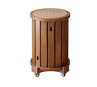 Tabouret empilable et table basse, en bois massif avec poulie, meuble polyvalent peu encombrant pour salon, chambre à coucher, bureau