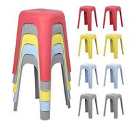 Tabouret empilable Plastique 44 cm, Tabouret Scolaire sans Dossier, Siege empilable Gain de Place, Tabouret Portable Interieur, Assise antiderapante Maison Ecole Bureau Enfant Adulte (8pcs)
