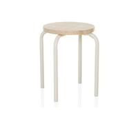 Tabouret empilable / tabouret ALRANDA Métal / MDF blanc / Chêne