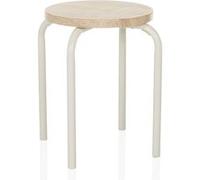 Tabouret empilable / tabouret ALRANDA Métal / MDF blanc / Chêne hjh LIVING Blanc/Chêne G