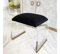 Tabouret en Acrylique avec Assise rembourrée en Velours, Table de Chevet carrée en Acrylique Transparent, Petit escabeau Moderne, Tabouret Court pour Salle de Maquillage