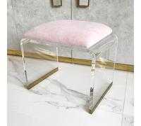 Tabouret en acrylique, marchepied transparent, chaise moderne rembourrée en velours pour coiffeuse, table d'appoint créative, table d'appoint courte - Pièce décorative élégante et fonctionnelle pour