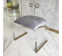 Tabouret en acrylique, marchepied transparent, chaise moderne rembourrée en velours pour coiffeuse, table d'appoint créative, table d'appoint courte - Pièce décorative élégante et fonctionnelle pour