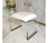 Tabouret en acrylique, marchepied transparent, chaise moderne rembourrée en velours pour coiffeuse, table d'appoint créative, table d'appoint courte - Pièce décorative élégante et fonctionnelle pour