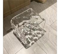 Tabouret en Acrylique ondulé à l'eau Claire, vanité de Salle de Bains | Texture stable et claire, durable, multi-usage, facile à nettoyer, résistant à l'eau(41*29*H42cm)