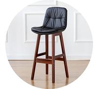 Tabouret en bois caoutchouc en caoutchouc avec dossier, siège de siège à double couche et élargissement du repose-pieds, comptoir de restaurant réception tabourets, cadre marron (taille: 71 cm,