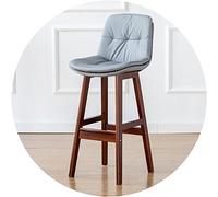 Tabouret en bois caoutchouc en caoutchouc avec dossier, siège de siège à double couche et élargissement du repose-pieds, comptoir de restaurant réception tabourets, cadre marron (taille: 71 cm,
