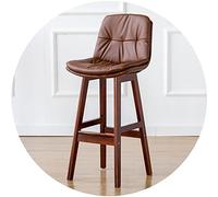 Tabouret en bois caoutchouc en caoutchouc avec dossier, siège de siège à double couche et élargissement du repose-pieds, comptoir de restaurant réception tabourets, cadre marron (taille: 71 cm,