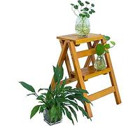 Tabouret en Bois， Chaise échelle Pliante en Bois, 2 escabeaux, escabeau Portable, siège Polyvalent, Cuisine Maison Salle de Bains(Natural)