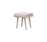 Tabouret en bois d'acacia blanc, uni, carré, 1 place, léger - Chehoma, Hendaye - 46x40x46 cm