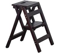 Tabouret en Bois， Échelle portative Pliante escabeau Multifonctionnel échelle en Bois Chaise d'escalier 2 for la Maison Lib(Black)
