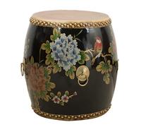 Tabouret en Bois Émaillé Peint à la Main, Décoration Intérieure Extérieure, Table d’Appoint Fleur Oiseau, Support de Plantes, Tabouret de Jardin