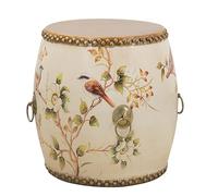 Tabouret en Bois Émaillé Peint à la Main, Décoration Intérieure Extérieure, Table d’Appoint Fleur Oiseau, Support de Plantes, Tabouret de Jardin