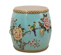 Tabouret en Bois Émaillé Peint à la Main, Décoration Intérieure Extérieure, Table d’Appoint Fleur Oiseau, Support de Plantes, Tabouret de Jardin