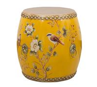 Tabouret en Bois Émaillé Peint à la Main, Décoration Intérieure Extérieure, Table d’Appoint Fleur Oiseau, Support de Plantes, Tabouret de Jardin