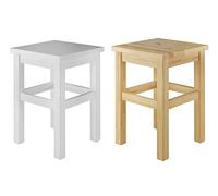 Tabouret en bois massif sans dossier en pin massif naturel ou blancpin