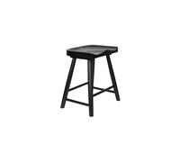 Tabouret en bois noir, carré, uni, compact, léger - White Label, Vander - 33x43x46 cm