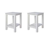 Set de 2 tabourets de table en pin massif blanc