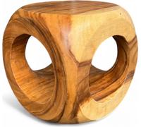 Tabouret en bois - Tabouret pour plantes table d'appoint - Moderne avec découpe ronde - forme de cube en bois massif - 40x40x40 cm