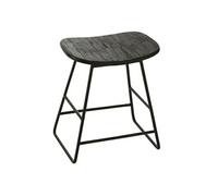 Tabouret en Bois Teck 45cm Noir Noir
