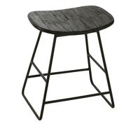 Tabouret en Bois Teck 45cm Noir Noir