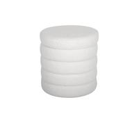 Tabouret en bouclettes blanches avec coffre de rangement intégré