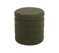 Tabouret en bouclettes kaki avec coffre de rangement intégré