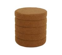 sweeek - Tabouret en bouclettes Rouille avec Coffre de Rangement intégré