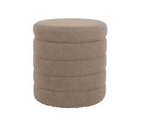 Tabouret en bouclettes taupe avec coffre de rangement intégré