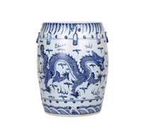 Tabouret en Céramique Bleu Et Blanc Modèle Maison Villa Dressing, Change Chaussure L Peint À La Main sous Glaçure Décoration exquise(Type C)