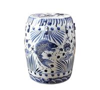 Tabouret en Céramique Bleu Et Blanc Modèle Maison Villa Dressing, Change Chaussure L Peint À La Main sous Glaçure Décoration exquise(Section A)