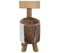 Tabouret en cuir de chèvre et bois massif rembourré avec dossier 30 x 30 x 70 cm, pliable, peu encombrant, pour cuisine, balcon, jardin, extérieur, comme tabouret et marchepied