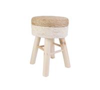 Tabouret en jute beige et naturel pieds bois