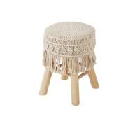 - Tabouret en macramé Savana - H. 42 cm - Beige - Savana