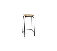 Tabouret en métal et rotin beige, carré, paillage serré, pieds reliés - Pomax, Troquet - 43x43x49 cm