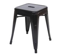 Tabouret en métal HWC-A73, désign industriel métallique, empilable noir