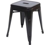 Tabouret en métal MENDLER HWC-A73, désign industriel métallique, empilable noir Noir G