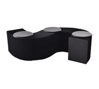 Tabouret en Papier Kraft Pliable en accordéon 3 Places, Chaise canapé télescopique Facile à Ranger et à Transporter, Tabouret Relaxant avec Coussin pour Cuisine, Salon et Salle à Manger