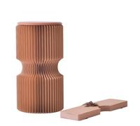 Tabouret en papier pliable, compact, robuste et portable Structure en nid d'abeille bas en papier bas en papier, tabouret rond pliant double face avec coussins PU brun 30*56cm（11.81*22.04in）